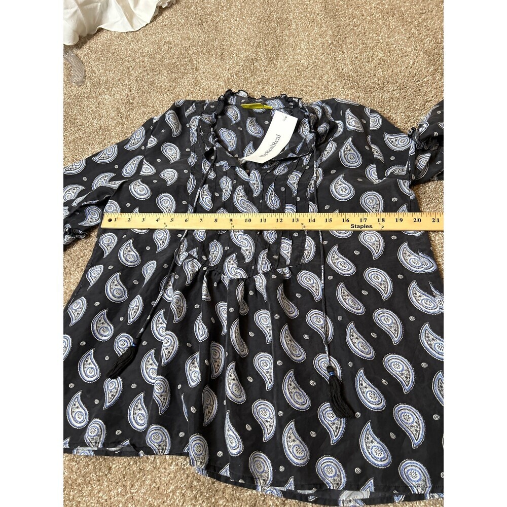 ROBERTA ROLLER RABBIT Women's Navy blue Malvika Ishorya Top SZ S MSRP $195 SILK - Picture 5 of 9